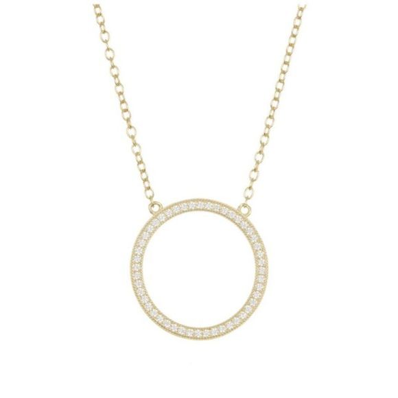 Adornia Sterling Silver Pave Open Circle Pendant Necklace - Picture 1 of 3